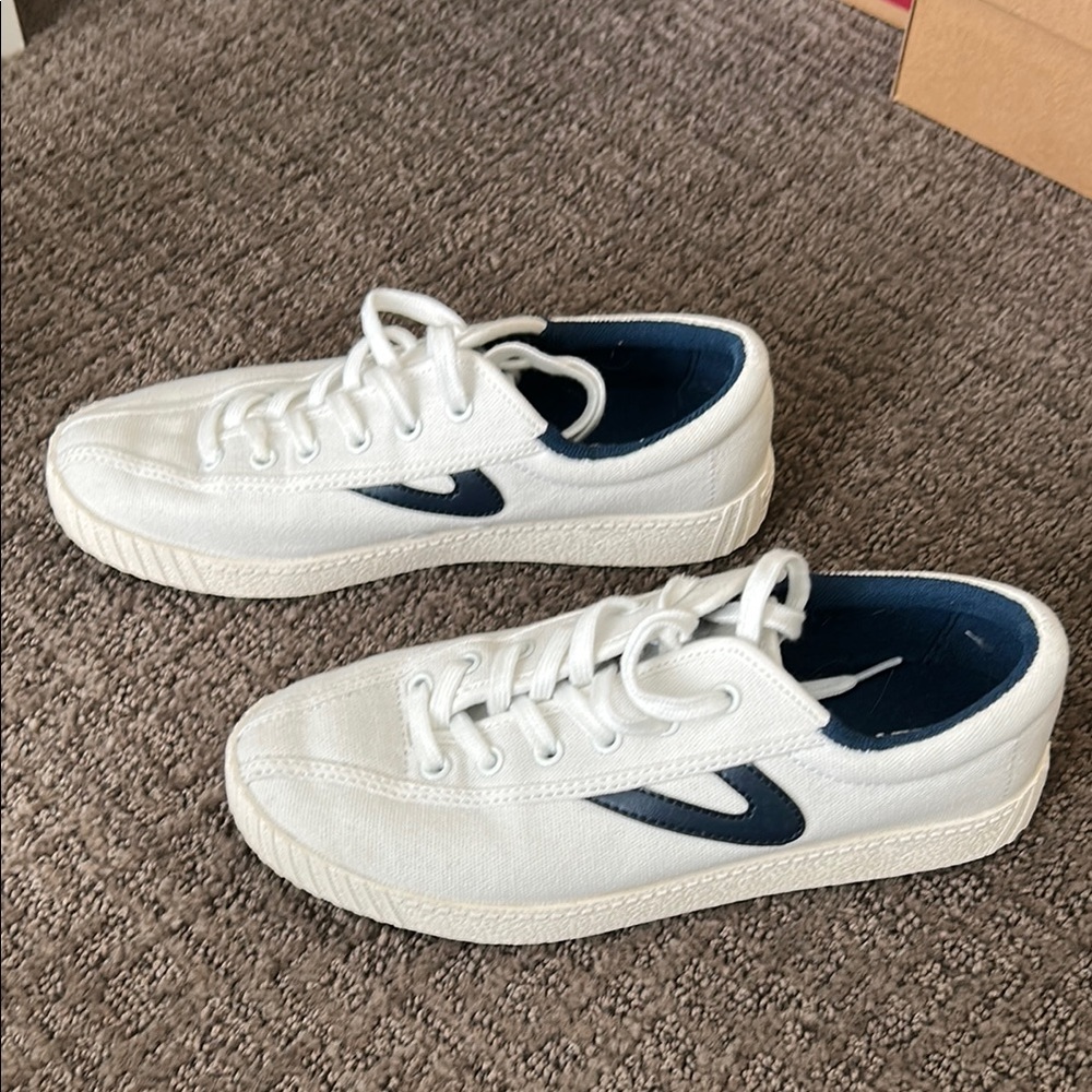 Tretorn White and Navy Athletic Shoes